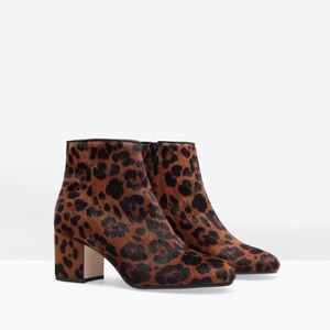 Zara calf skin leopard booties